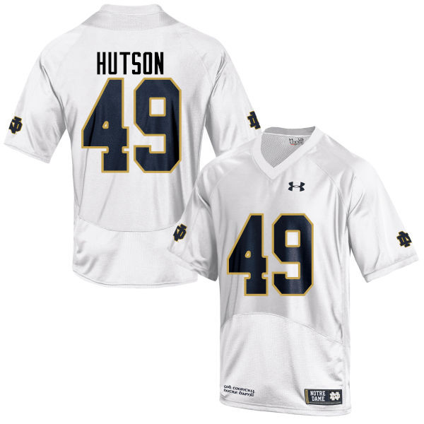 Men's NCAA Notre Dame Fighting Irish #49 Brandon Hutson Stitched College Under Armour Authentic White Football Jersey ZN10P10YA